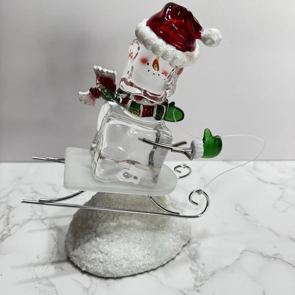 LED Snowman On A Sled figurine Changing Colours Christmas Decor 8